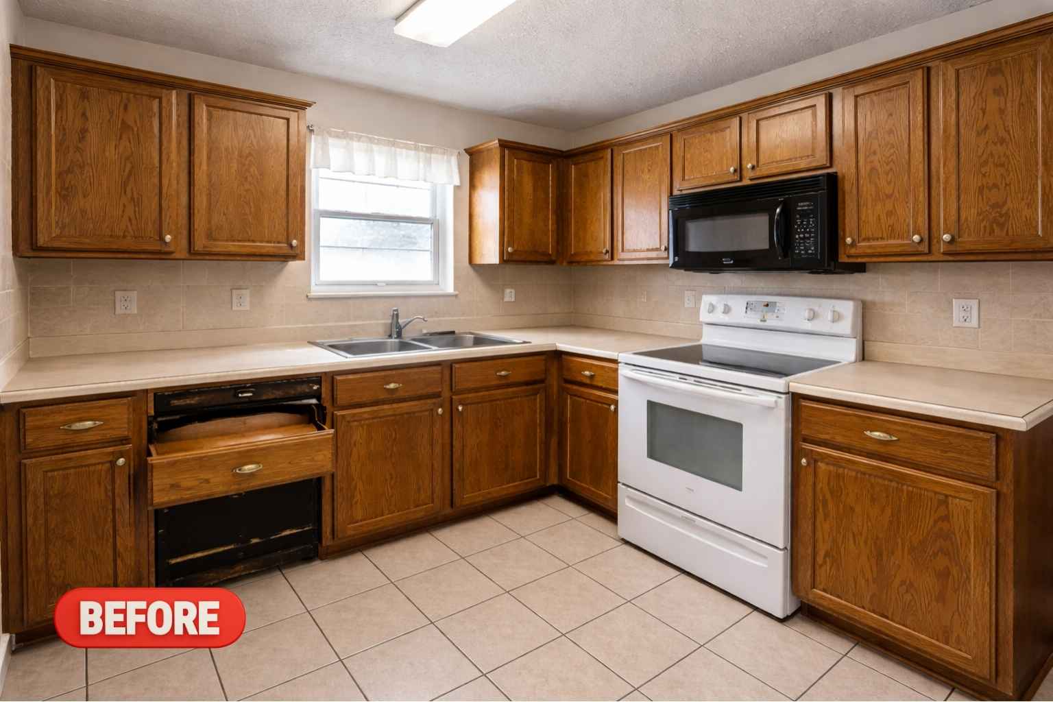 Outdated builder grade brown cabinets before replacement
by Spring Kitchen Pros in Harmony Spring TX