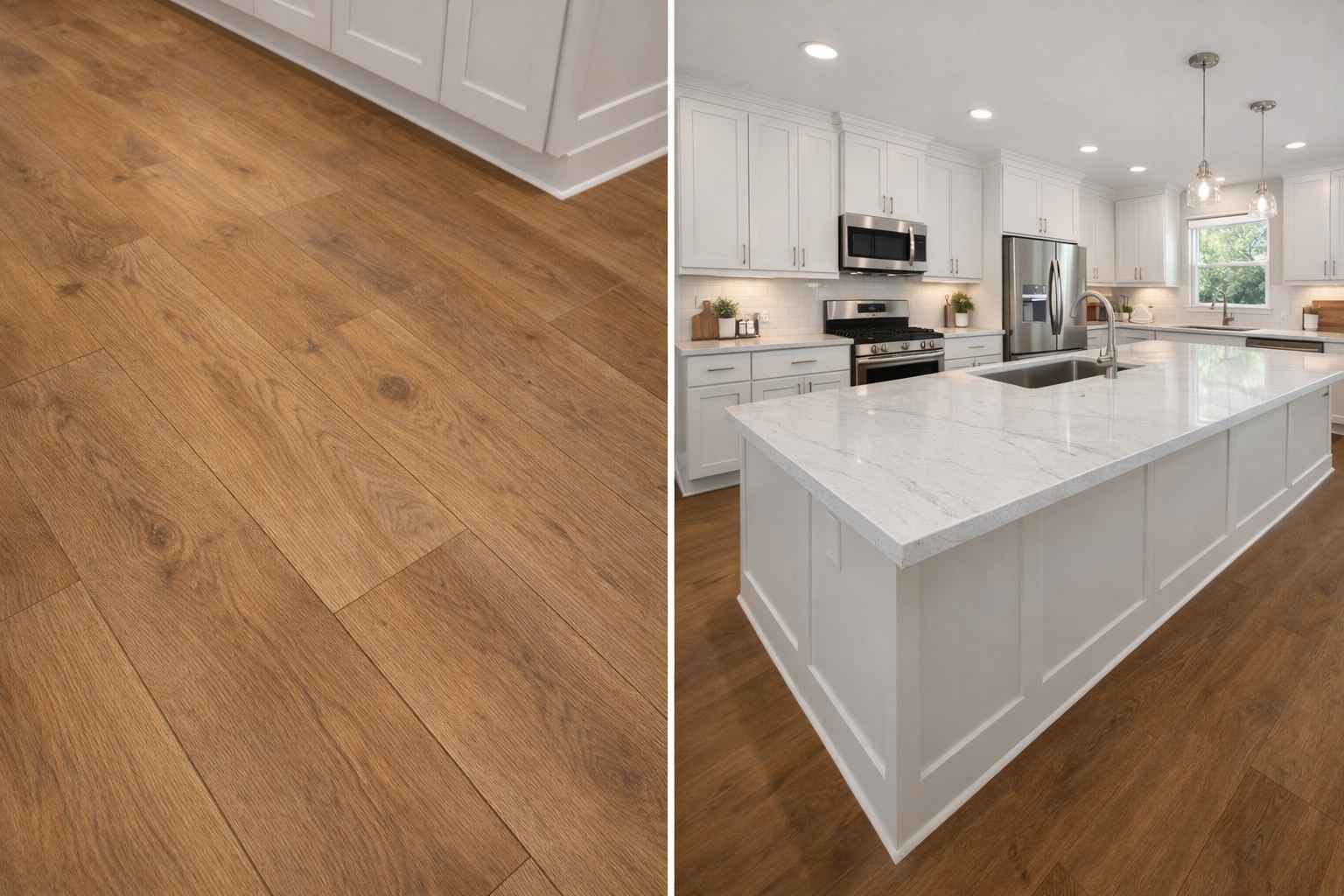 Luxury vinyl plank flooring installed in Spring TX kitchen by Spring Kitchen Pros