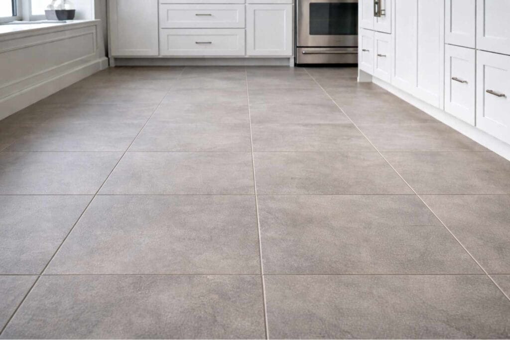 Luxury vinyl plank LVP flooring installed in a kitchen in Spring TX